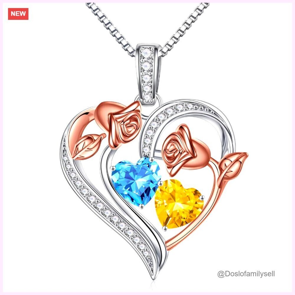 Sterling Silver Rose Heart Pendant Necklace Elegant Minimal Chic Anniversary